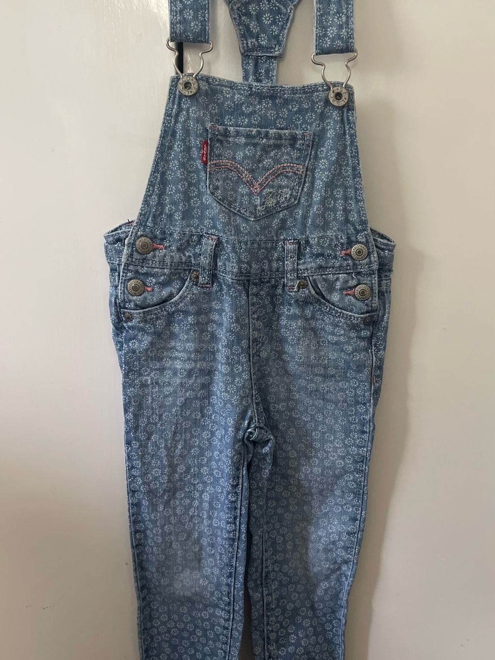 Levi's Light Blue Floral-Print Denim Overalls